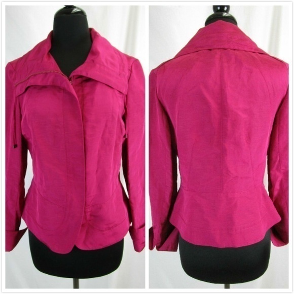 Lafayette 148 NY Linen Lightweight Jacket Blazer fuchsia magenta pink Womens‎ 4 - Picture 1 of 8